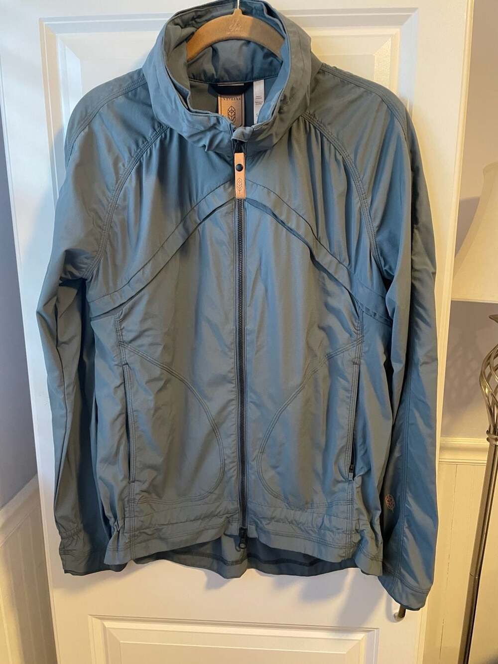 Indygena Women's Blue Hooded Full Zip Windbreaker Jacket Size S